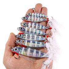 5pcs Luminous Metal Jig Lure Shore Spoon Jigging Saltwater Fishing Baits 10g-60g