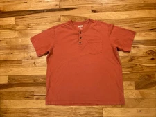 Duluth Trading Henley Short Sleeve Longtail T Pocket Work Red T-Shirt Mens 2XL