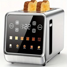 900W Touch Screen Toaster 2 Slice Stainless Steel Wide Slot Digital Toaster