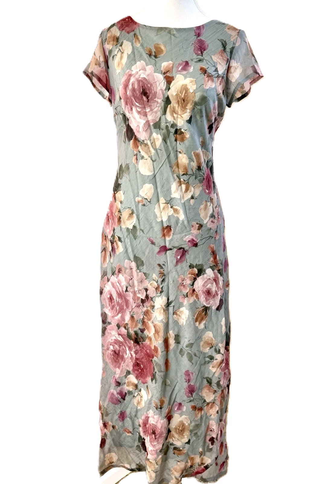 VETEMENTS Maxi abito vintage Y2k All That Jazz verde floreale arricciato 5 6 berretto Slv Fairy Dainty