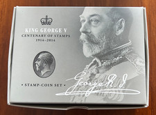 AUSTRALIAN: 2014 KING GEORGE V  1/2 OZ SILVER STAMP-COIN AND STAMP SET #BB11