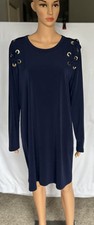 Michael Kors Womens Shift Dress Blue W/ Gold Rings Back Zipper Size Large