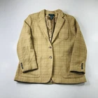Vintage Lauren Ralph Lauren Tan Plaid Wool  Blazer Jacket Women’s Size 16