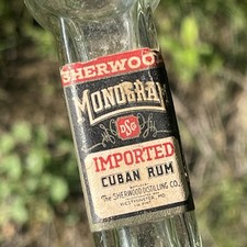 Vintage Westminster Md Shewood Monogray Rum Paper Label Bottle - Z2
