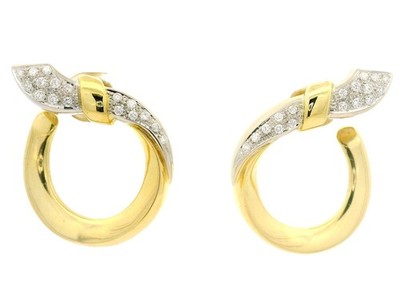 Salvini By Damiani 18k Two Tone Gold 0.34ctw Diamond Wrap Snake Earrings