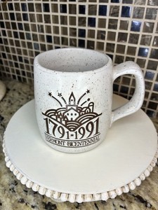 Onion River Pottery Vermont Bicentennial Speckled Coffee Mug 1791-1991