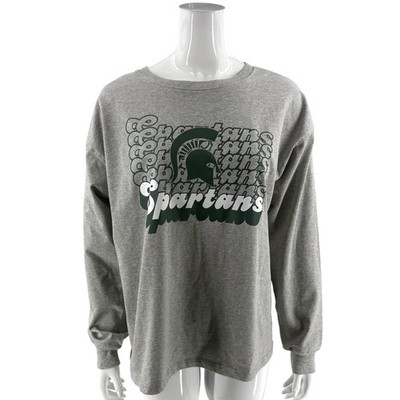 Wear by Erin Andrews Womens Top Sz Large Gray Michigan State Spartans Tee Shirt