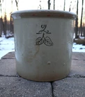 2 Gallon Elephant Ear Crock Minnesota Stoneware Red Wing Signed on Bottom