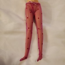 Pink Mesh Polka Dot Doll Tights Sheer Red Flocked Stockings for 11.5 Inch Dolls