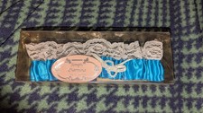 TURQUOISE GARTER w/ RIBBON And LACE New Old Stock From The 80's