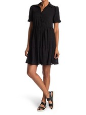 KENSIE Womens Lined Button Front Short Sleeve Above The Knee Sheath Dress