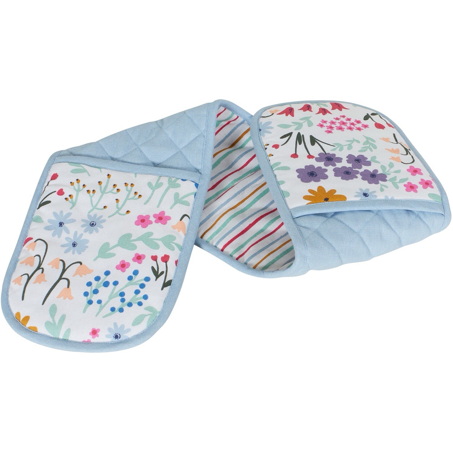 Wild Flowers Double Oven Glove - Blue