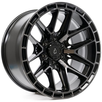 22x10 Arena A114 Battle Gloss Black Machined DDT Face Lip Wheel 8x6.5 (-18mm)
