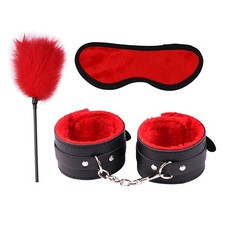 Cozy feel soft villus Handcuffs Mask set Adjustable Restraint Bondage BDSM game