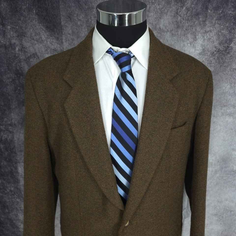 Structure Tweed Blazer Mens Medium Brown Sports Coat Jacket 2 Buttons Wool Blend - Image 3 of 4