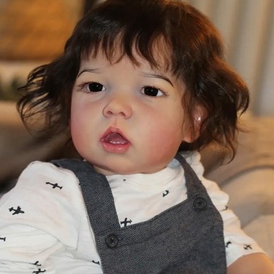 28in Reborn Baby Doll Handmade Toddler Girl w/ Short Hair Cloth Body Baby Gift