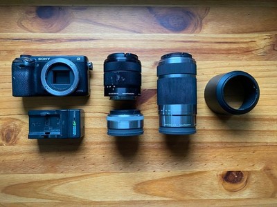 Sony Alpha NEX-6 16.1MP Digital Camera - Black - w/ Three Lenses
