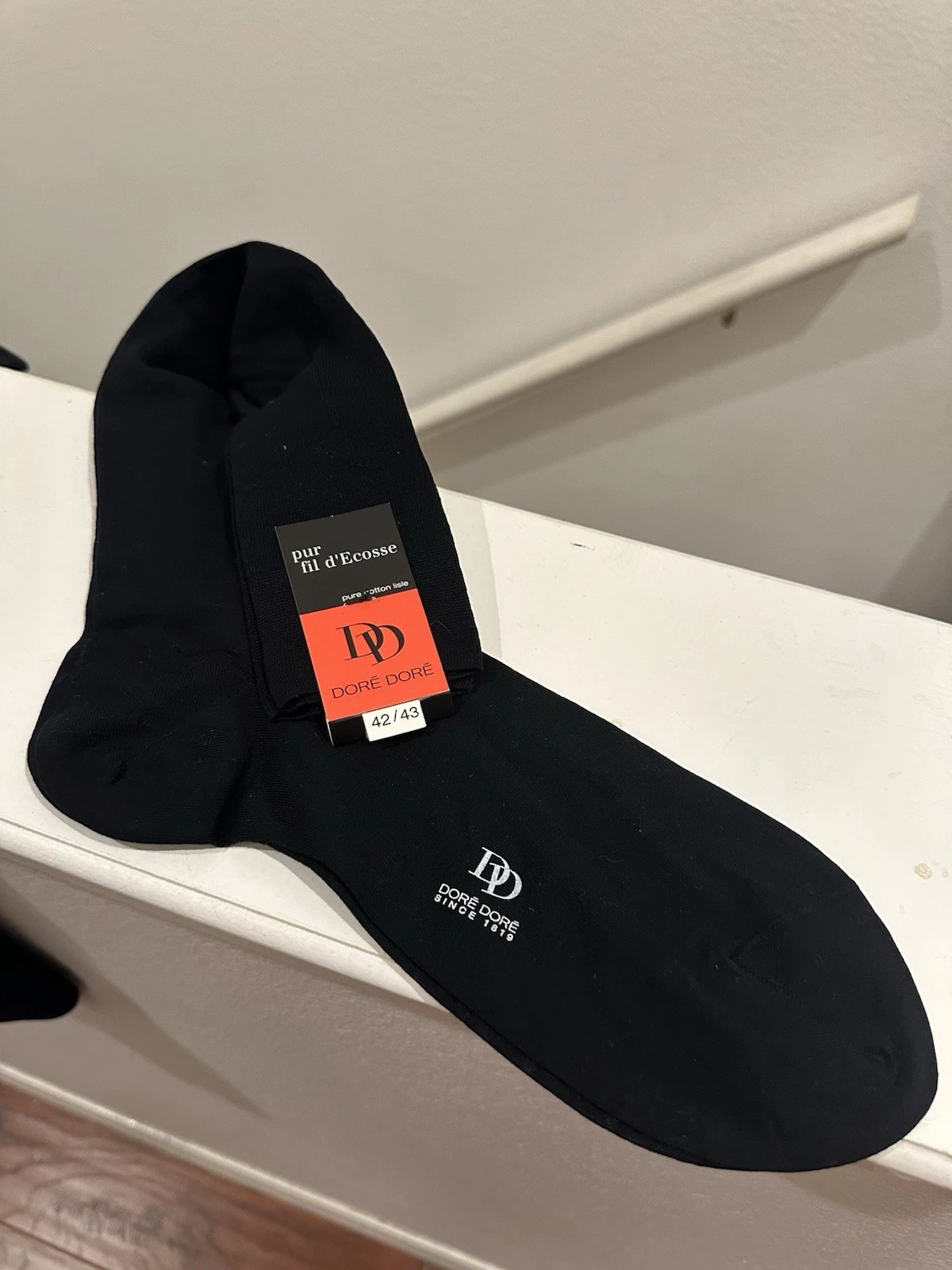 Doré Doré Italian Made French Semi Sheer Cotton Socks Large