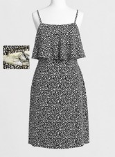 NWT Women's J. Crew Tiered Crepe Dress in Dot Gray/Ivory/Black size 6 BEAUTIFUL!