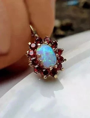 2Ct Oval Cut Lab-Created Fire Opal Women's Pendant 14K Yellow Gold Plated 18''