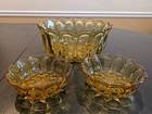 Vintage Set of 3 Anchor Hocking Amber Glass Fruit Bowls 9'' & 5'' MCM