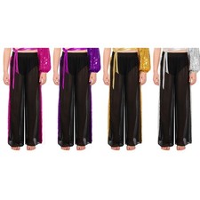 Girls Dance Pants Trousers Dancewear Patchwork Wide Leg Performance Hip Hop