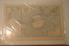 1937 Antarctica Region Around the South Pole Hammond 20" x 12.5" Expedition Map