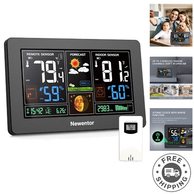 Wireless Indoor Outdoor Thermometer: Color Display Weather Station with Alarm