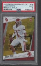 JALEN HURTS 2020 CHRONICLES DRAFT PICKS PHOENIX GOLD PRIZMS ROOKIE #14/10 PSA 9