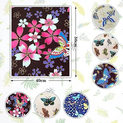 Butterfly Fabric,6 PCS Butterflies Floral Fat Quarters Fabric Bundles,20 x 16 - Picture 4 of 7