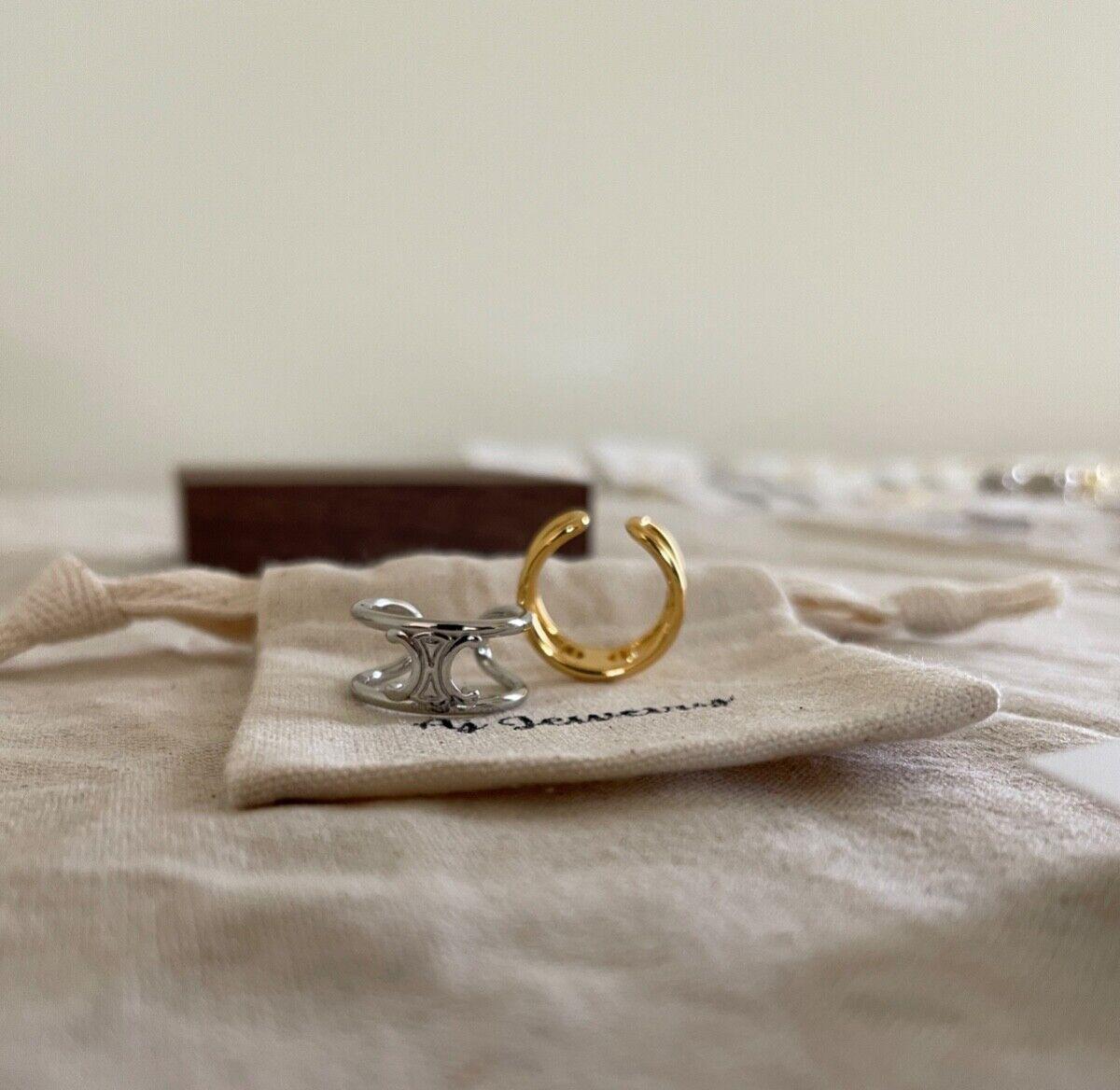Celine Style Triomphe Chain Link Ring in Silver | eBay