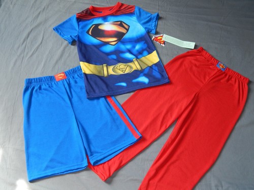 Boys Pajamas Superman Youth Size 8 Small 3 Piece Outfit Sleepwear Justice League - Picture 3 of 4