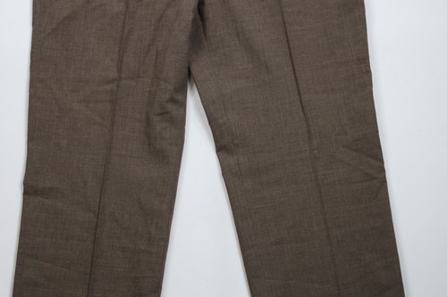 Vintage 90s Lands End Mens 36x30 Wool Wide Leg Chino Pants Trousers Brown USA - Picture 3 of 12