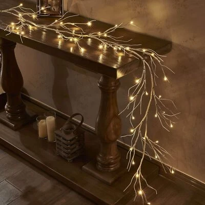 LITTLE_INC Hairui Birch Garland with 6FT 48 LED Lights for Christmas Decor Indoor&out Door