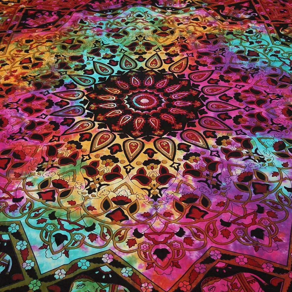 Tapeçaria Tie Dye Mandala Star hippie rainha elefante tapeçarias boho praia jogar - Imagem 2 de 4