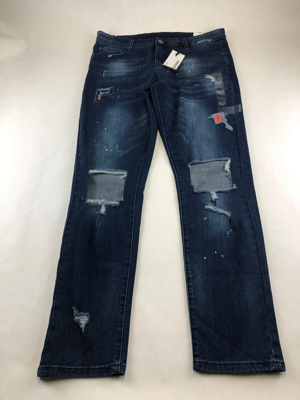 Jean skinny Rue 21 Premium Supreme Flex éclaboussures de peinture vieilli 34x30 neuf avec étiquette