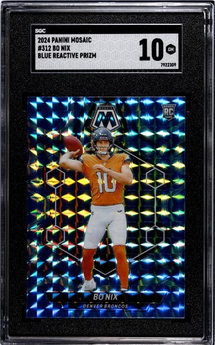 Bo Nix 2024 Mosaic Reactive Blue Prizm Rookie | SGC 10 | Broncos 🔥 🔥