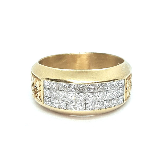 14KY Invisible Set Princess Cut Diamond Wedding Band
