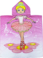 Ballerina Hooded Beach Poncho Towel Kids Bath Costume Cotton Pool Cover Up Robe