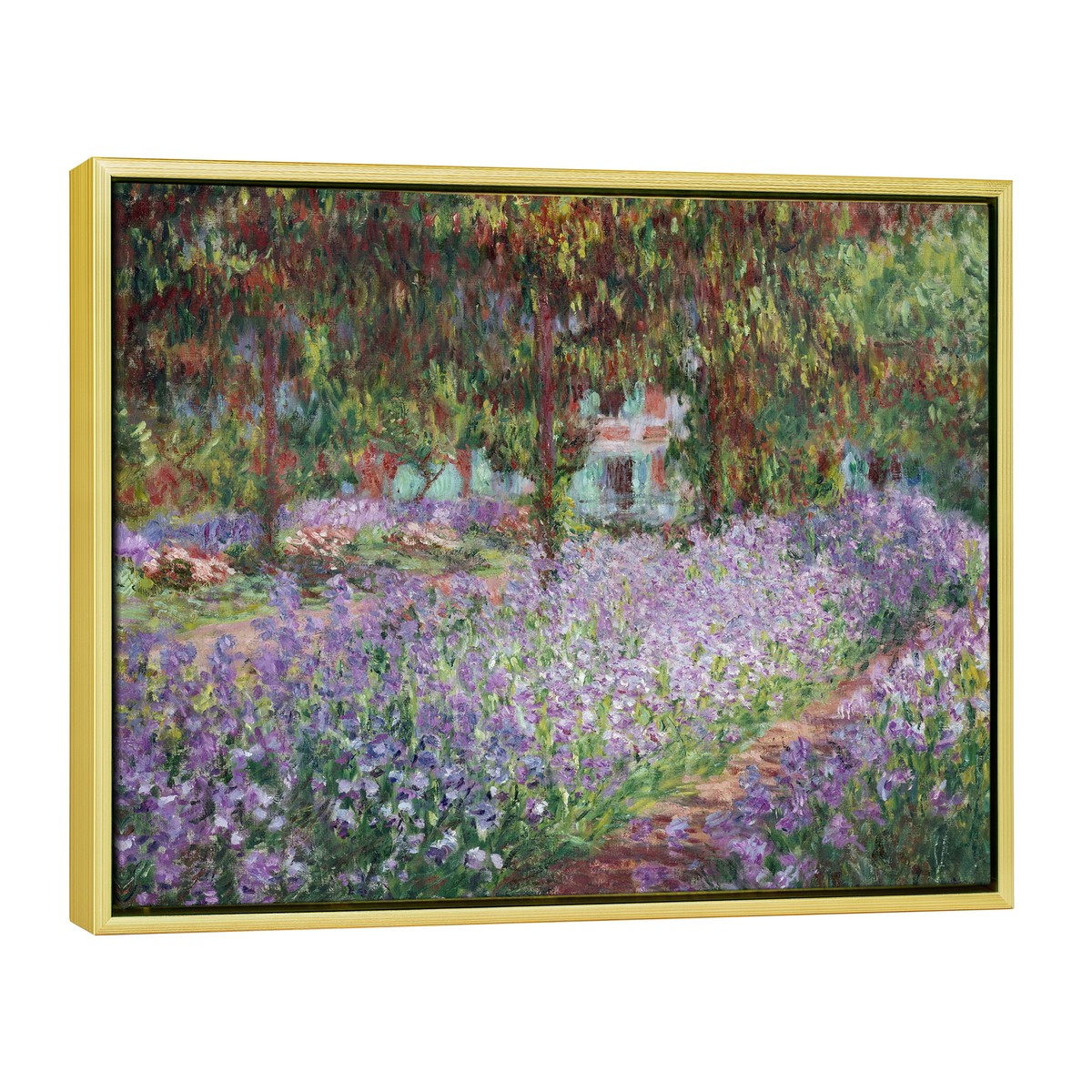 Framed Canvas Print Wall Art Irises in Monet's Garden,1900