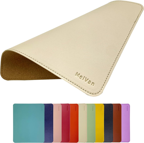 PU Leather Mouse Pad with Stitched Edge, Wood Mouse Pad, Waterproof Gaming Mouse