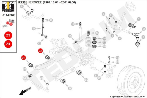 01147486 COUSSINET DE BRAS DE COMMANDE EN POLYURÉTHANE CHEROKEE, GRAND-CHEROKEE - Imagen 4 de 7