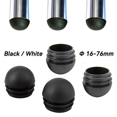 Domed Round Plastic Blanking Plugs Bungs End Caps Tube Pipe Inserts Black/White
