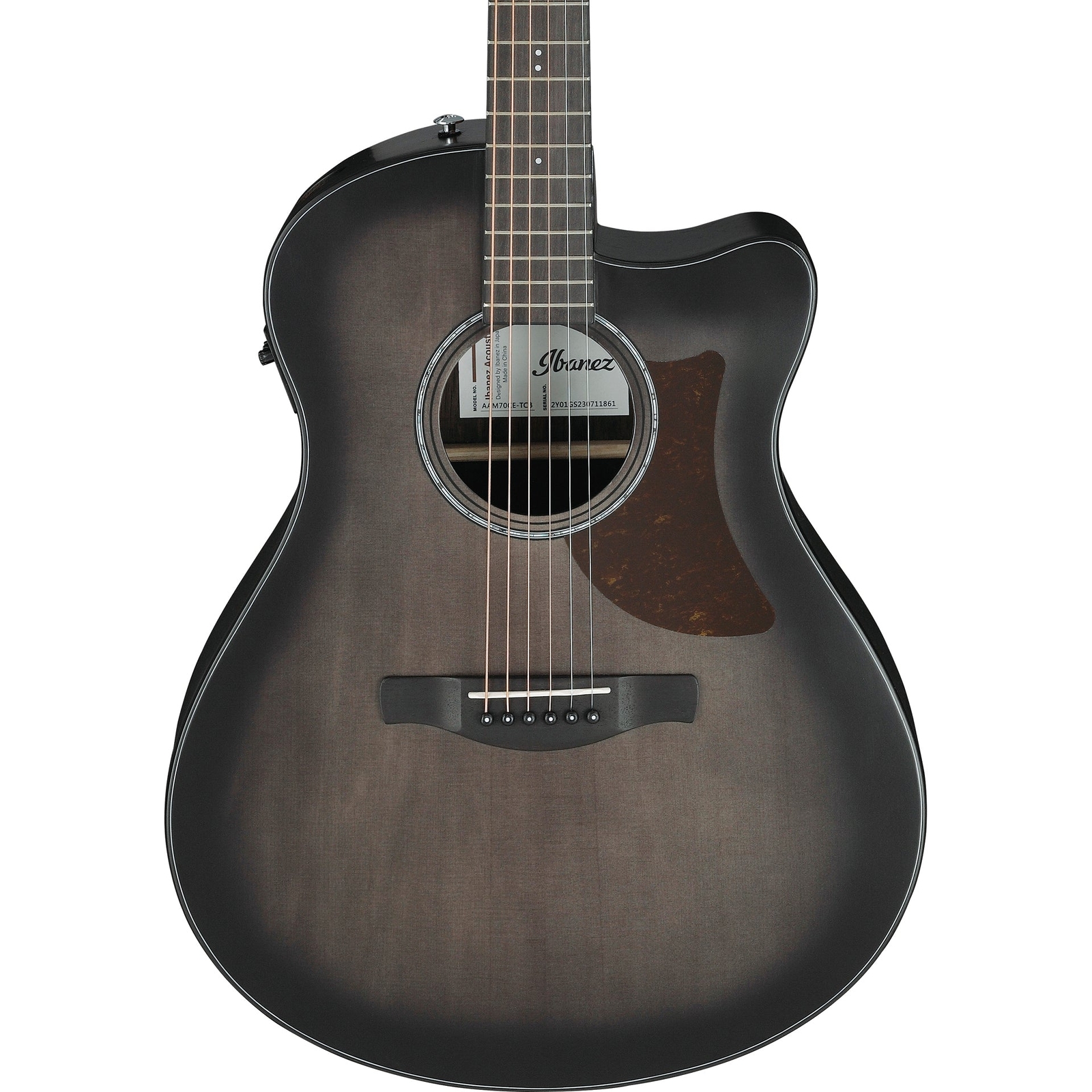 Акустическая гитара Ibanez AAM70CE с прозрачным глянцевым верхом из древесного угля