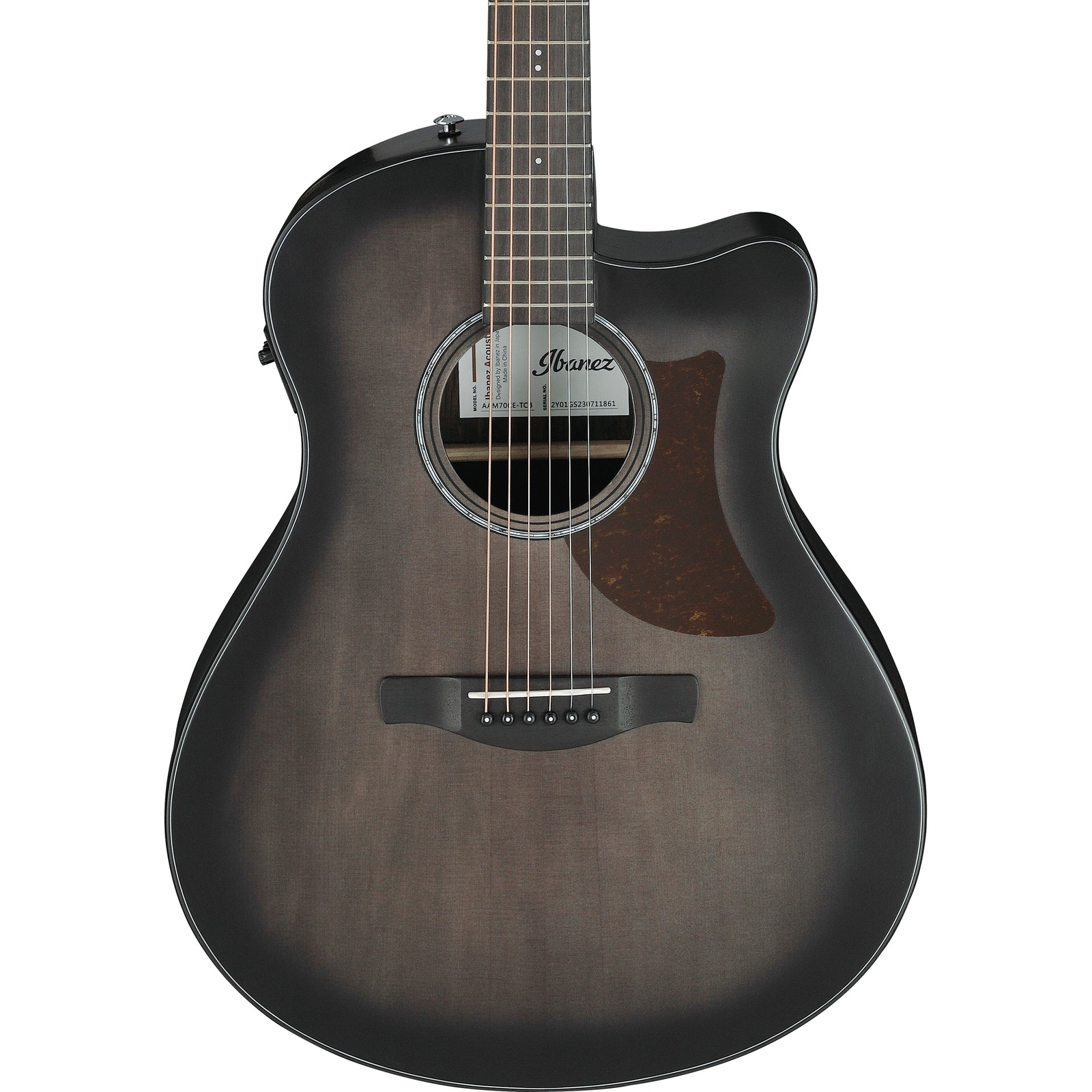 Ibanez AAM70CE Acoustic Guitar - Transparent Charcoal Burst Low Gloss Top