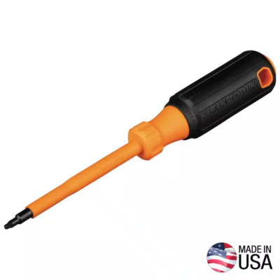 Klein Tools 6884INS Insulated Screwdriver, #1 Square Tip, 4-Inch Shank