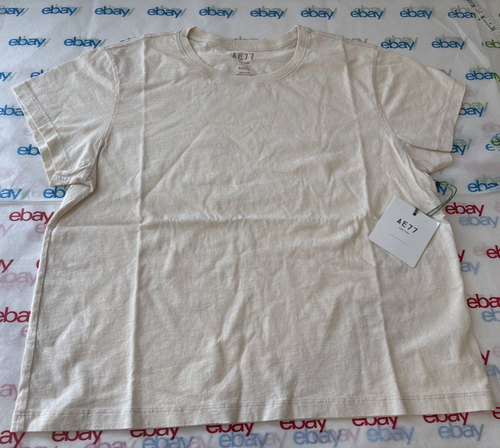 AE 77 Womens Short Sleeve T-Shirt Crew Neck Beige Size Small