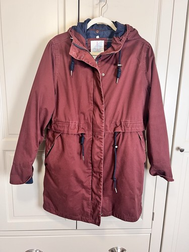 Cappotto Polperro 3 stagioni Seasalt Cornwall taglia 12 bordeaux con fodera bottoni