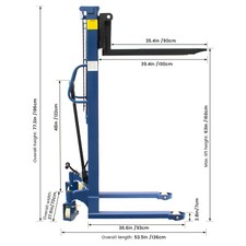 Manual Hydraulic Pallet Stacker 2200lbs 63
