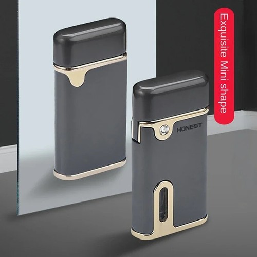 Windproof Visual Butane Gas Metal Lighter, Classic Cool Lighted Flame Cigarette - Picture 2 of 16